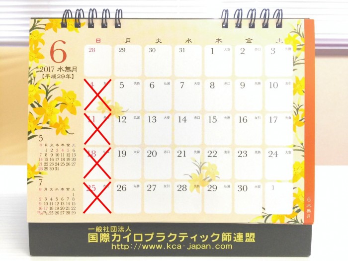 2017年6月カレンダー